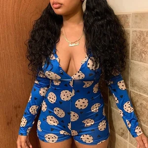 2019 новые тренировочные мультфильм оснастки печати сексуальный комбинезон, способный преодолевать Броды для взрослых Для женщин пижамы свободный комбинезон, пижамы, ночное белье короткий комбинезон Bodycon