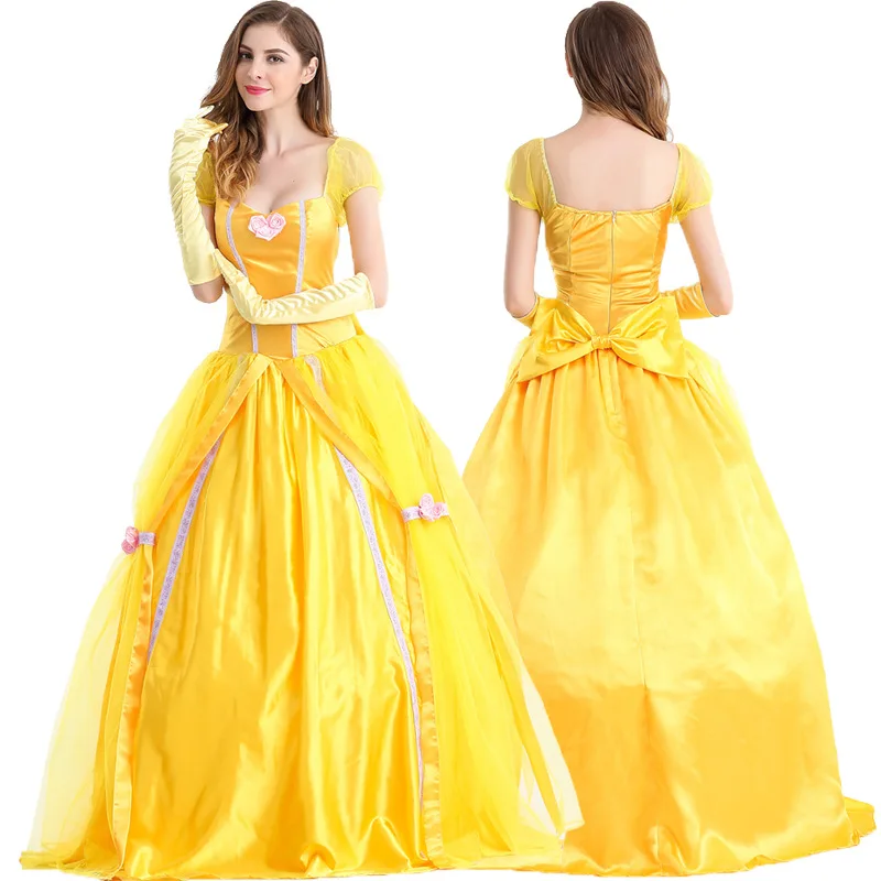 

Beauty and the Beast Bell Cosplay Costume Adult Deluxe Halloween Masquerade Party Princess Fancy Dress for Women