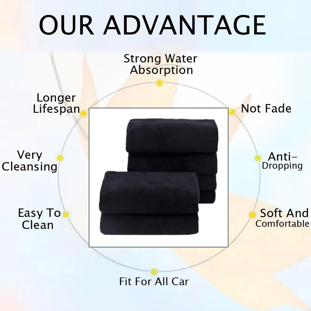 

5PCS 40*40cm Car Wash Microfiber Towel Cleaning Drying Cloth Hemming Car Care Cloth 300GSM Detailing Car Wash Towel For Toyota