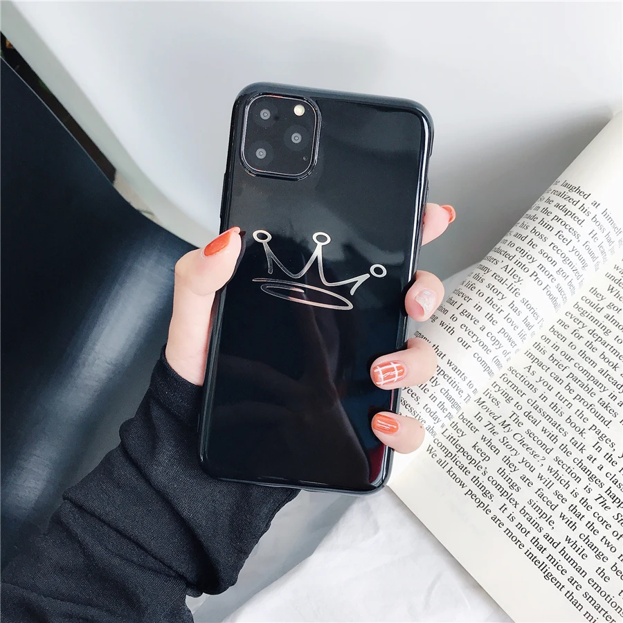 3 Роскошный чехол для пары для iPhone 6, 6s, 7, 8 Plus, глянцевая корона, король, королева, буквы, мягкий ТПУ чехол для iPhone X, XS, чехол для MAX XR Capa - Цвет: 3