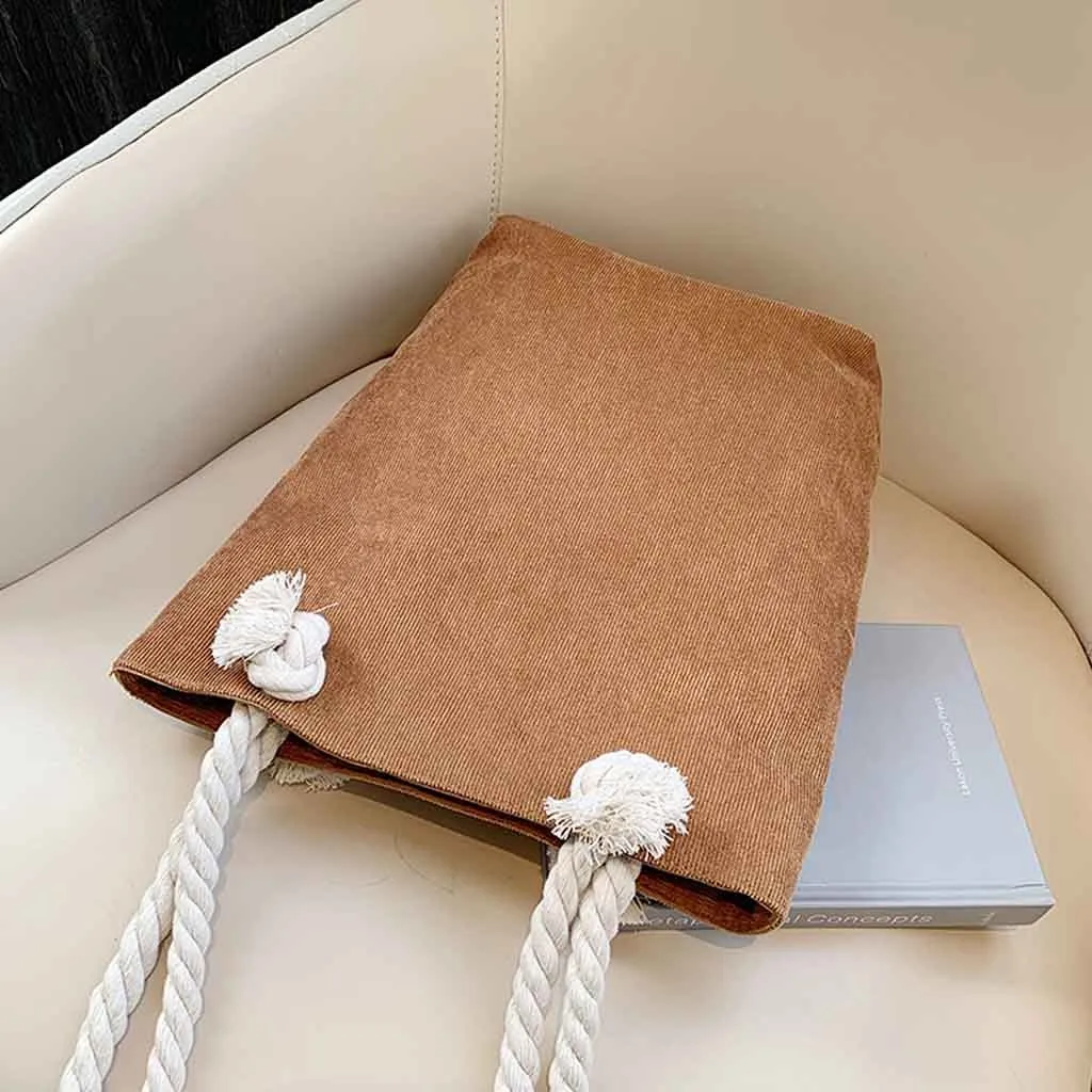 Large Canvas Bag For Women Corduroy Handbag Shoulder Bags Green Shopping waterproof bag girls Handbag1112#B | Багаж и сумки