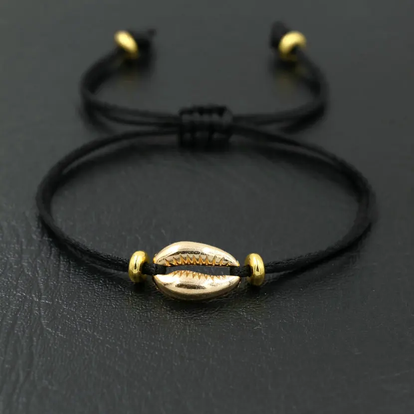 В богемном стиле оболочка золотого цвета женские браслеты Тонкая красная