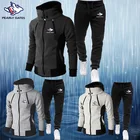 Новинка 2022, мужской зимний Однотонный свитер, спортивный ветрозащитный костюм из 2 предметов, свитер + брюки с логотипом PG, повседневный костюм большого размера с защитой от ветра