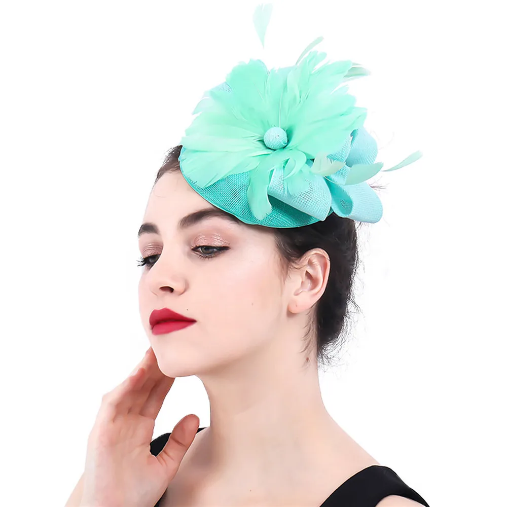 Смарагдово-зеленый свадебный фасцинатор с зажимом для волос, головной убор федора с пером для женщин, пиллбокс шляпка для вечеринки, аксессуары для платья