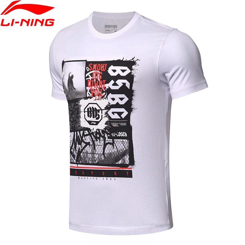 (Клиренс) Li-Ning мужские баскетбольные майки BAD FIVE из 100% хлопка Спортивная футболка