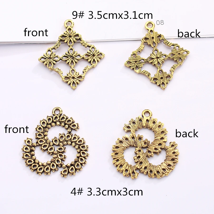 12 шт./лот металлический цинк сплав бронзовый тон Ретро Винтажные Цветы Подвески