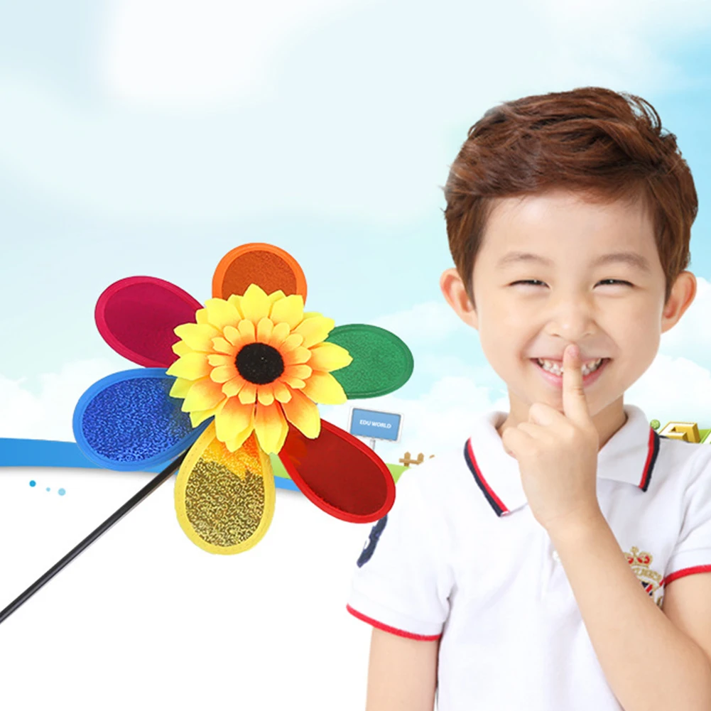 Funny Toy DIY Colorful Jumpsuits Sunflower Windmill for Children Outdoor Activities and Garden Decor Gift For Kids |