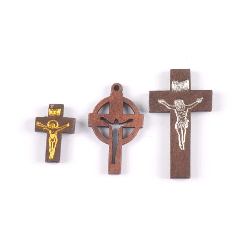 Подвески ручной работы для ожерелья mt2683 деревянный крест подвеска натуральные
