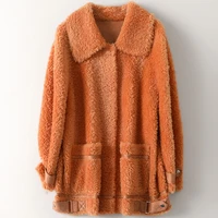 women warm wool coat autumn winter fashion new fur jacket medium length leisure trend long sleeves pocket casual loose outwear