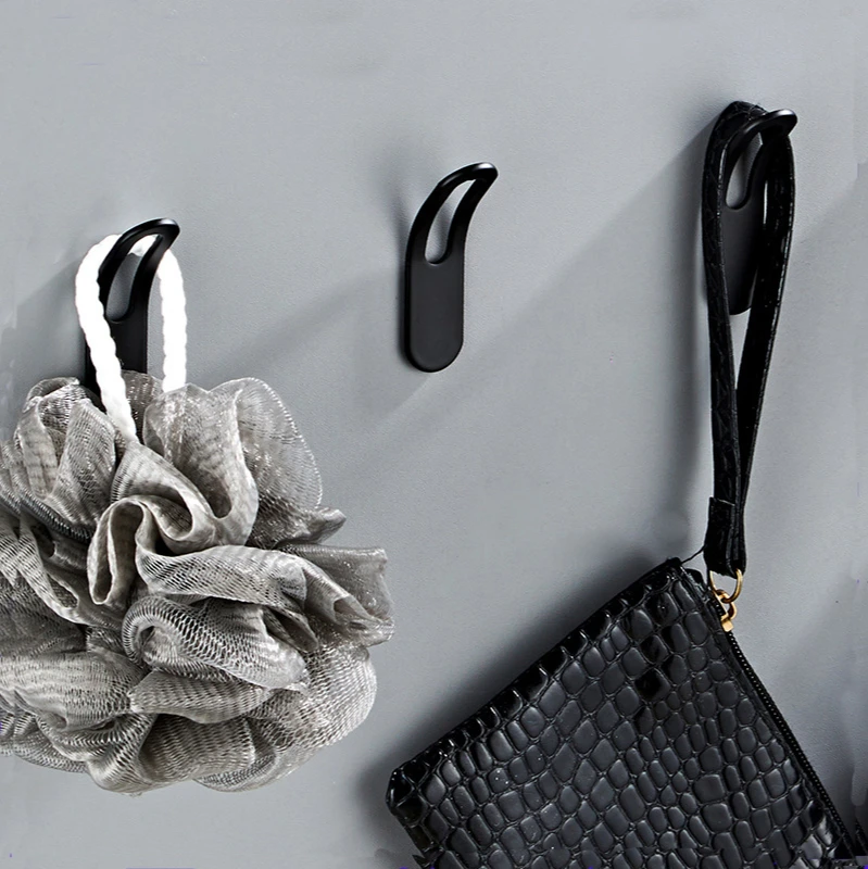 

New Coat And Hat Hook Key Hook Living Room Combination Black Single Hook Metal Space Aluminum Nail-free Hook