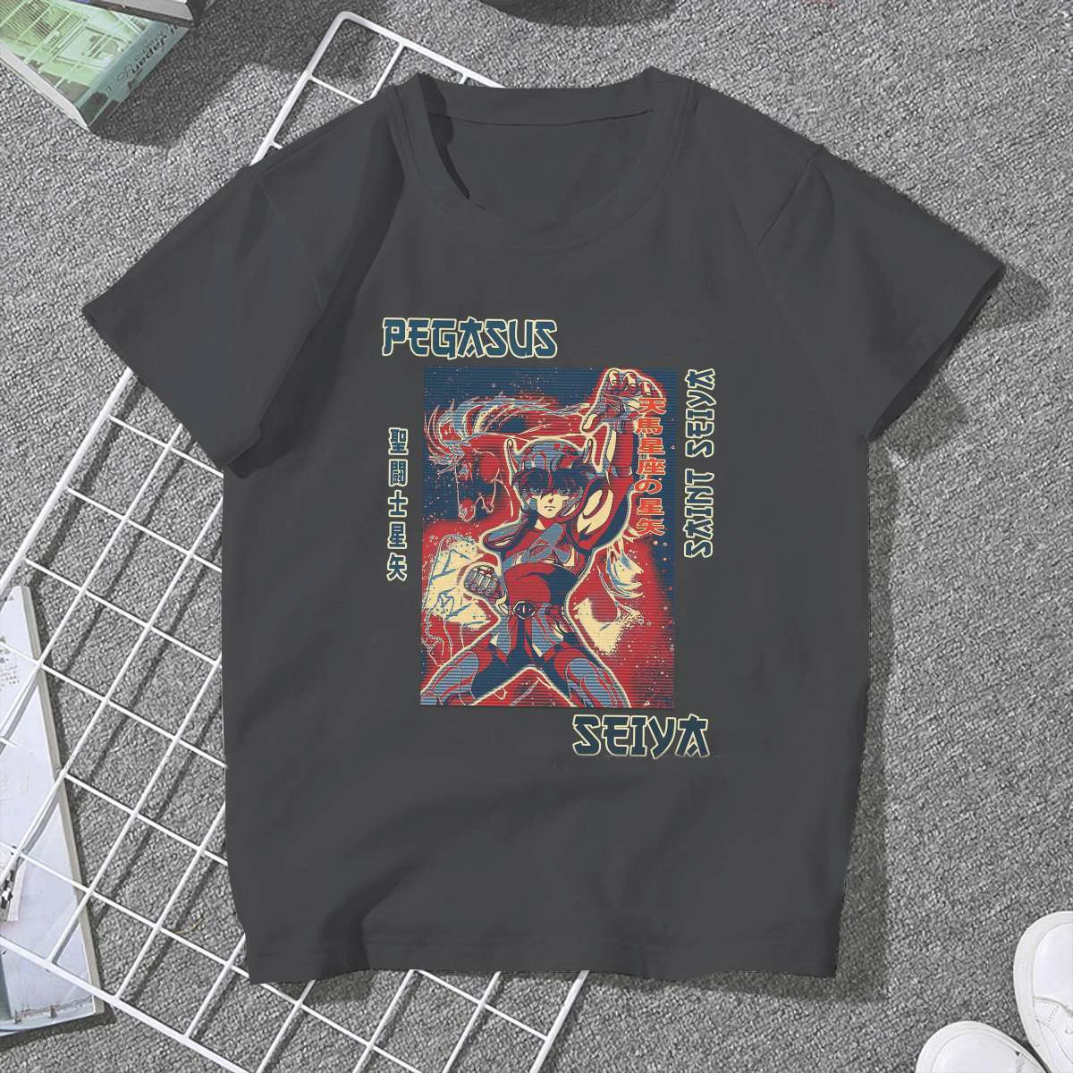 

Black Art Pegasus Anime Andromeda Feminine Shirts Saint Seiya Manga Cartoon Plus Size T-shirt Harajuku Vintage Men Top