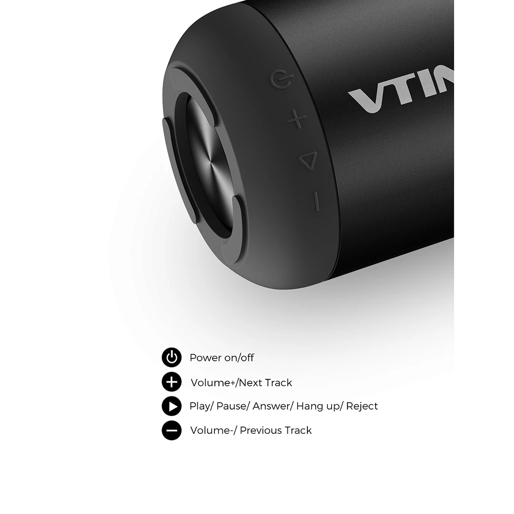 Original VTIN BH173 8W Bluetooth Speaker Waterproof Wireless With Stereo Sound 8H Playing Time For Outdoor Phone PC |