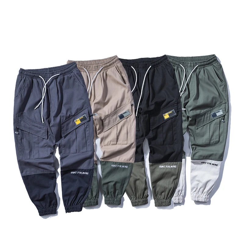 Lindsey Seader Harajuku Streetwear Pants Joggers Color Block Patchwork Men Hip Cargo Pant Pockets Track Trousers Harem | Мужская одежда