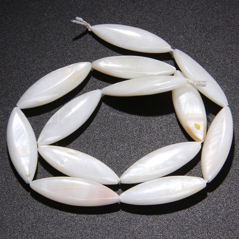 

Wholesale Freshwater Natural White Horse eye oval flat shell beads Loose Mother Of Pearl Shell Beads For Jewelry making necklace