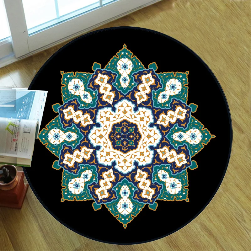 

Bohemian Psychedelic Carpet Square Anti-Skid Area Floor Mat 3D Rug Non-slip Mat Dining Room Living Room Soft Bedroom Carpet 01