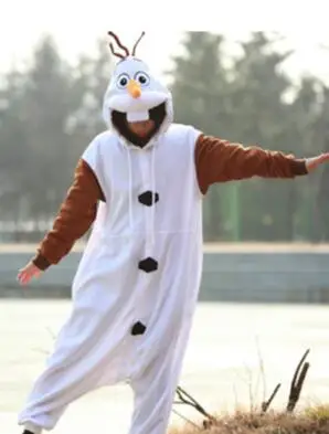 

Anime Olaf snowman Costume Pajamas Cosplay White jumpsuit Adult Onesie Pyjamas Party Dress NL1601