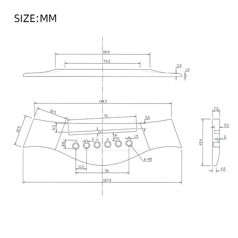 

10PCS Professional Taylor Style 72MM Acoustic Guitar Bridge Indonesian Rosewood Guitar Parts & Accessories