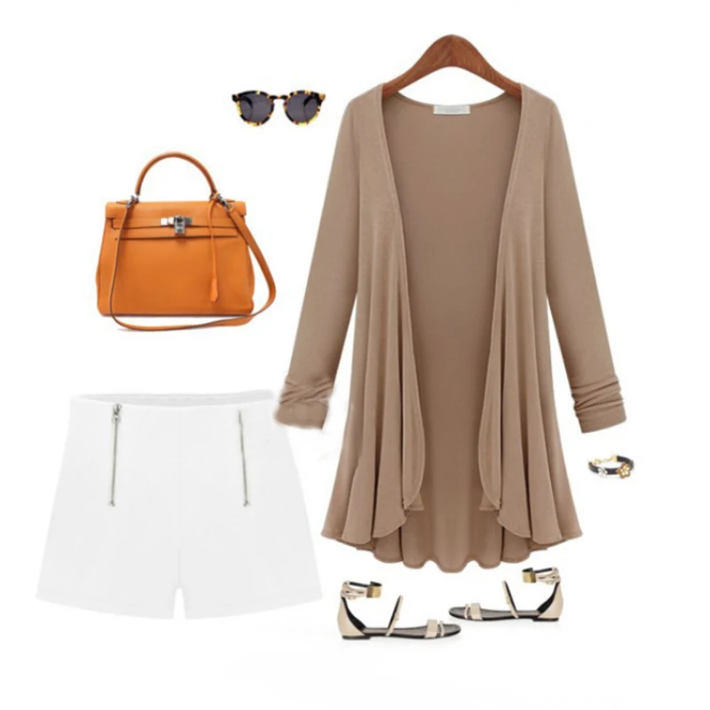 Женские свитера кардиган бежевый жакет летний длинный для женщин винтажная