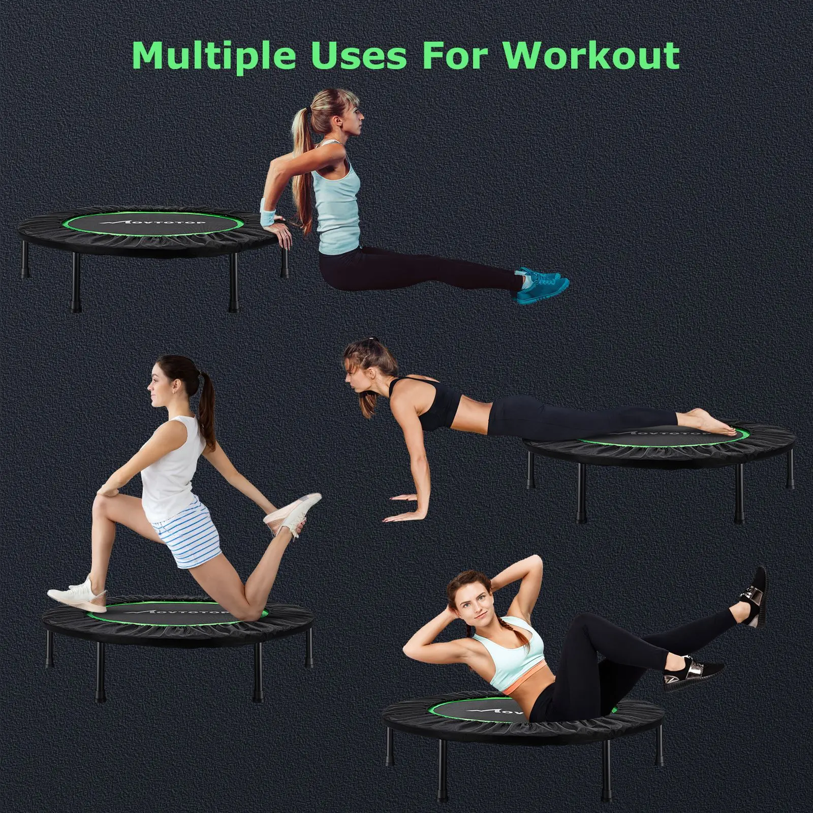 

40 Inch Indoor Trampoline Folding Adult Children Jumping Green Workout Enclosure Outdoor Trampolines Home Gym Fitness Equipment