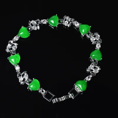 

Natural Green Jade Love BraceletCharm Jewellery Fashion Accessories Hand-Carved Man Ahd Woman Luck Amulet Gift