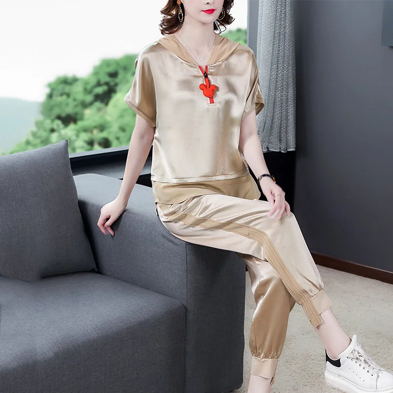 

vetement Femme Ladies Casual Fashion Sports Suit Women 2021 Elegant Summer Loose New Korean Temperament Clothes Two-Piece Suit