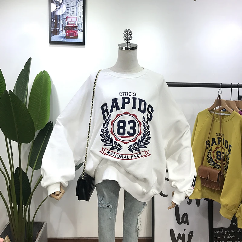 Корейская Весенняя новая свободная толстовка с капюшоном для женщин большого