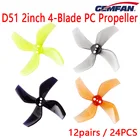 12 пар GEMFAN 2020 D51 2 дюйма 1,5 мм три отверстия 4 лопасти 50,3 мм PC Пропеллер для радиоуправляемого FPV Фристайл Tinywhoop Beta85X 2-дюймовый Дрон