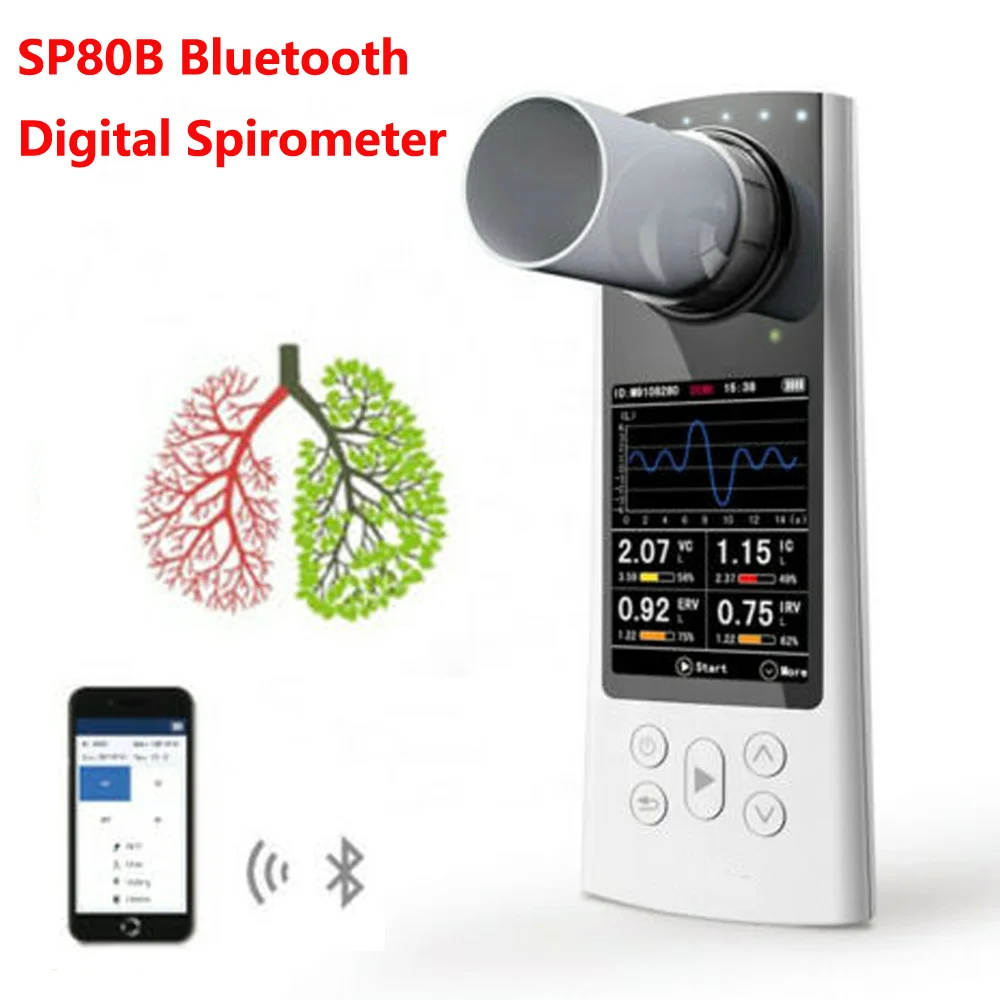 SP80B Bluetooth Digital Spirometer Color Display Lung Function Breathing Pulmonary Diagnost USB Portable Medical Device Software | Красота и