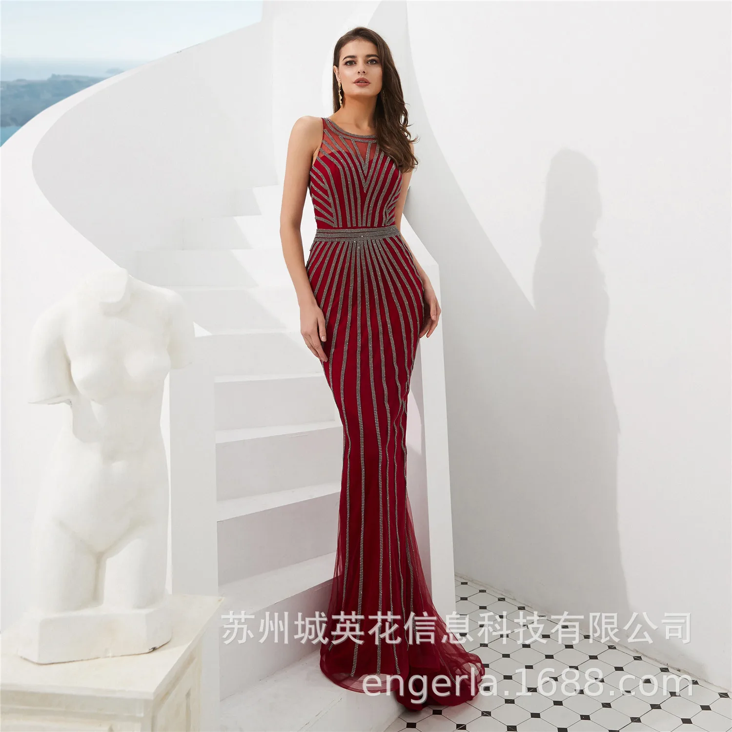 

Halter Prom Dress 2019 Mermaid Crystal Beading Formal Evening Dress robe de soiree