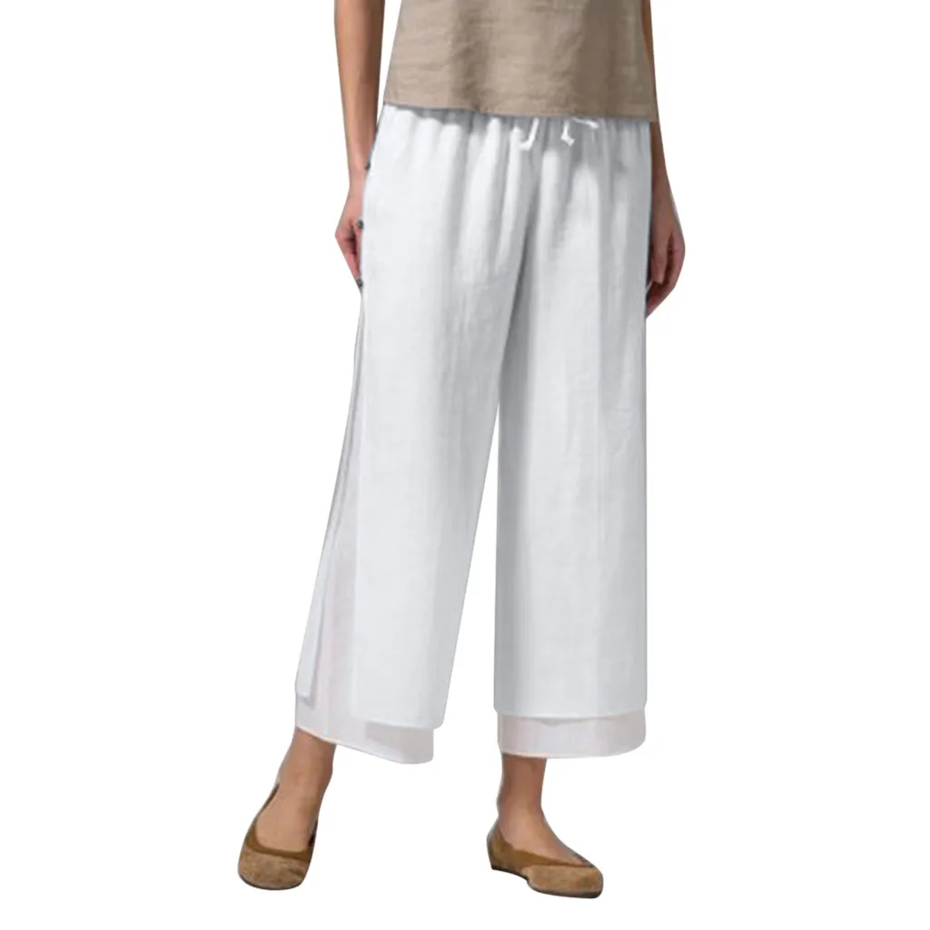 Брюки женские Большие размеры однотонные повседневные Белые Повседневные