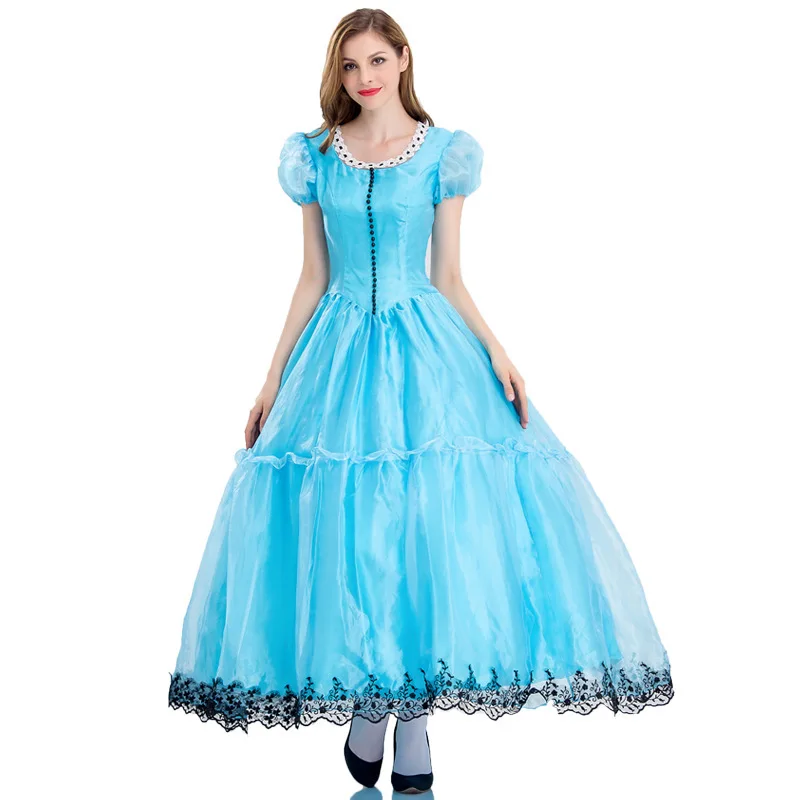 

Halloween Princess Costumes Womens Adult Alice in Wonderland Costume Suit Carnival Fancy Blue Dress Cosplay Costume for Girl