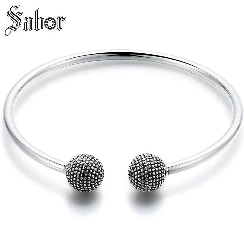 Черный дизайн браслет и для женщин двойной мяч Открытие панк крутое ювелирное