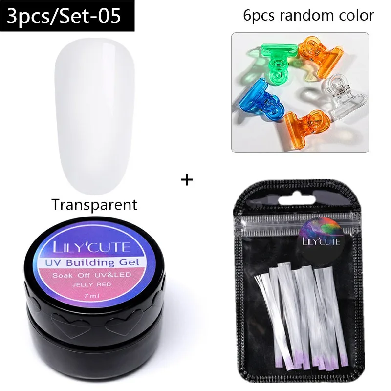 3pcs-LC05 LILYCUTE 20ml Poly Extension Gel Kit Quick Building Gel White Clear LED Acrylic Builder Nail Tips Nail Art Gel Brush Tool Set - Цвет: 3pcs-LC05