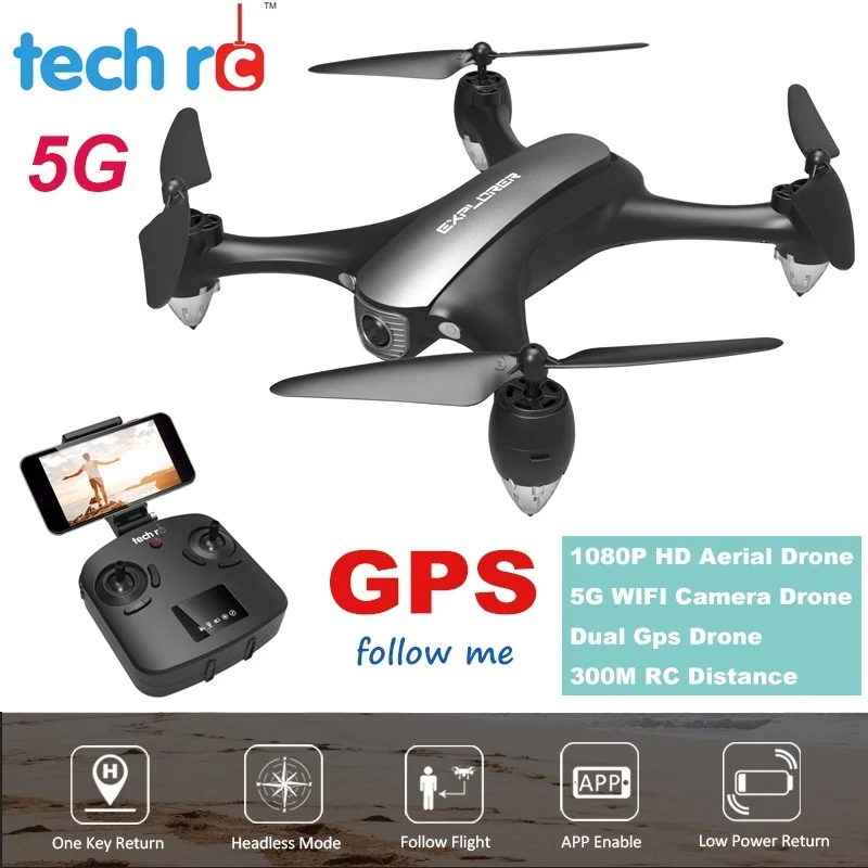 Дрон с 5G камерой FPV HD 1080P видео GPS автоматическое возвращение объемного полета 200 м
