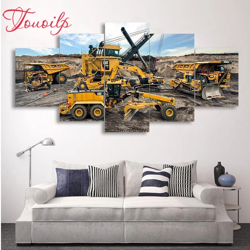 Полноразмерная 5d алмазная живопись сделай сам инженерный автомобиль экскаватор