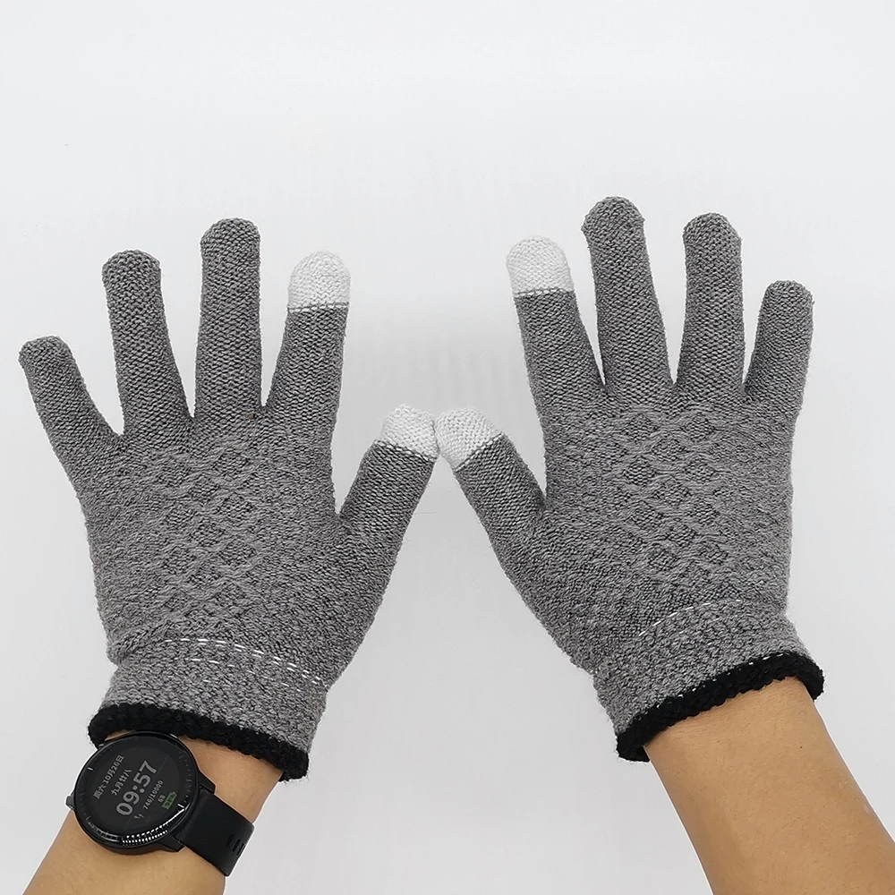 Вязаные женские и мужские зимние длинные митенки перчатки с сенсорным экраном