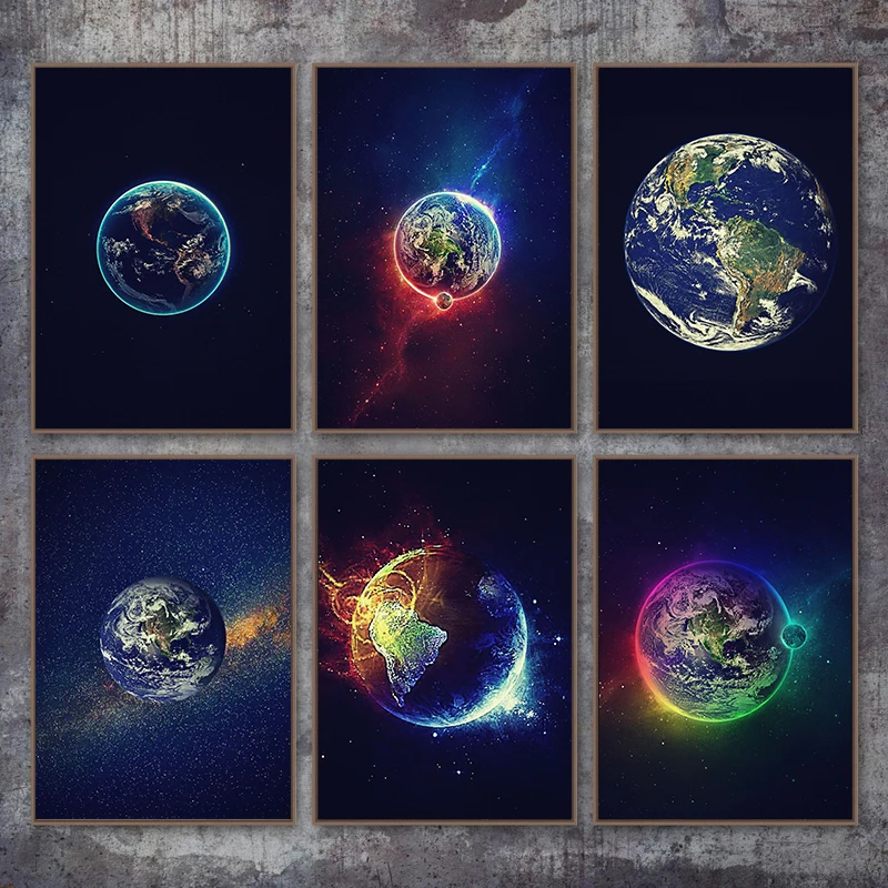 

Space Landscape Canvas Painting Earth Planet Posters and Prints Art Print Mural Pictures Modern Living Room Home Wall Decoration