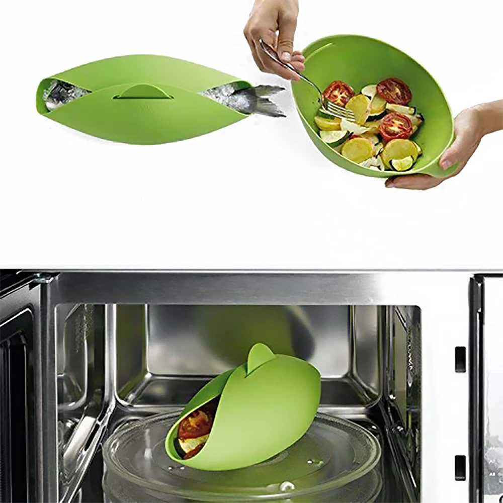 Складная чаша силиконовый для микроволновой печи отпариватель рыба пар жаровня
