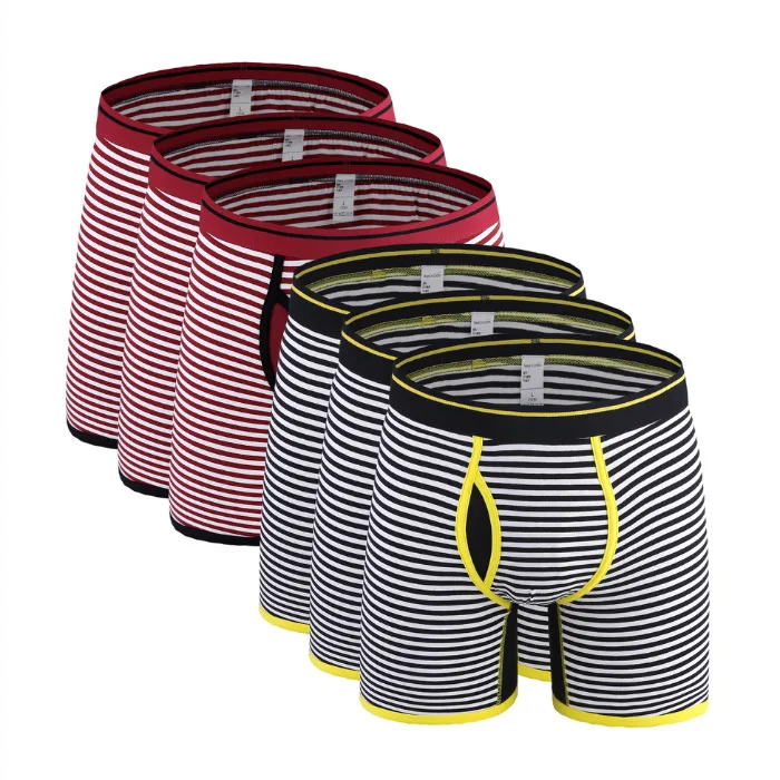 6Pcs 0710 Mix A21 6 шт./лот,, полосатые боксеры для мужчин, хлопковое длинное нижнее белье, мужские трусы-боксеры, мужские трусы размера плюс, мужские трусы-боксеры - Цвет: 6Pcs 0710 Mix A21