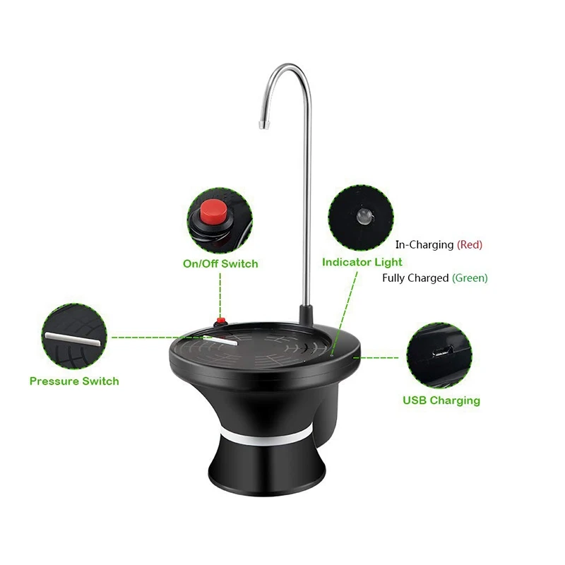Water Bottle Dispenser Pump Automatic Electric Drinking Jug for 1-5 Gallon Usb Rechargeable Li-Ion Ultra-Hygie | Бытовая техника