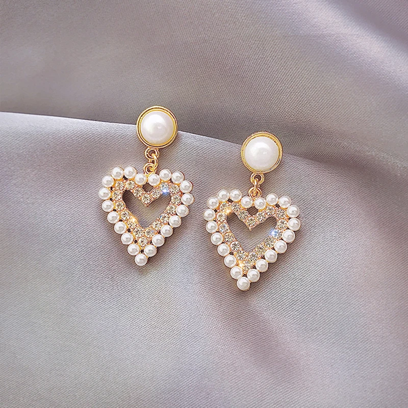 Корейские модные милые Изысканные циркониевые серьги-подвески с жемчугом в