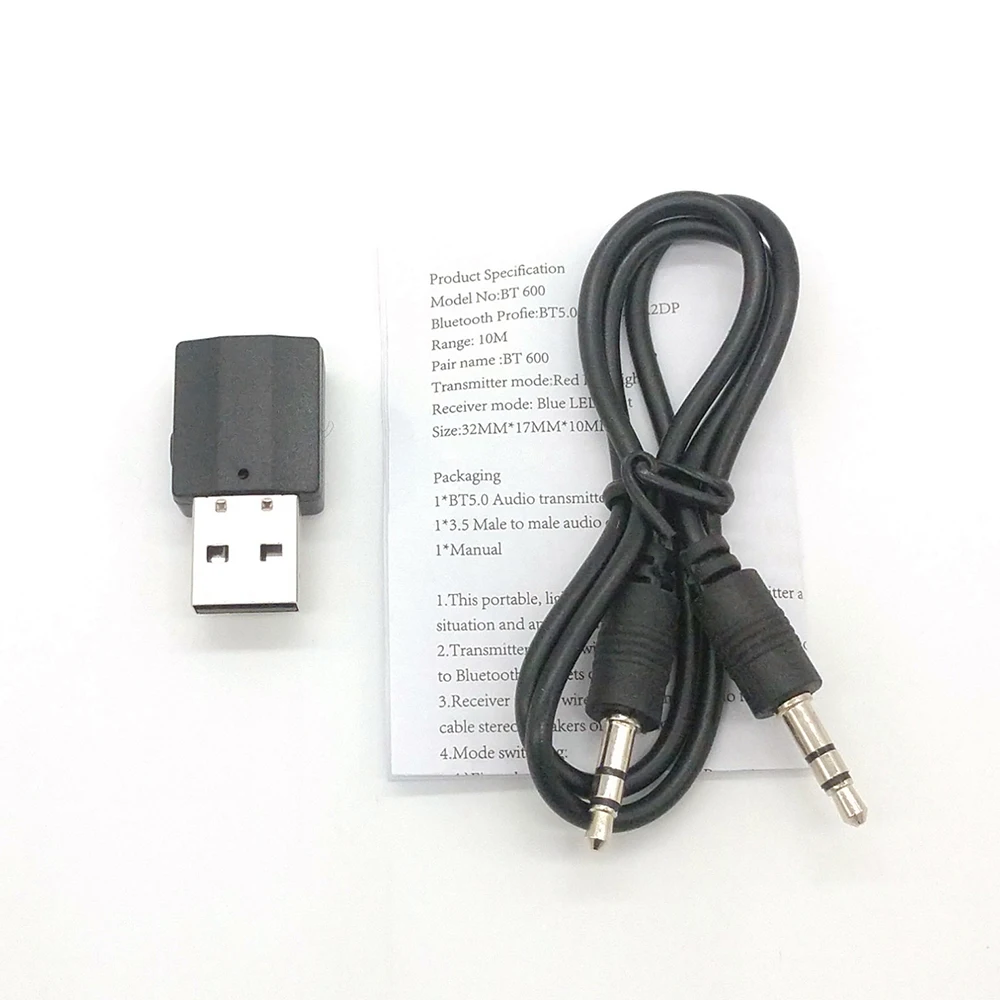 USB Bluetooth 5,0 передатчик приемник 2 в 1 портативный 3,5 мм AUX беспроводной адаптер для автомобиля ТВ ПК Bluetooth приемник