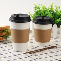 20 pcs set disposable kraft paper coffee cups with lids high quality tea cup drinking accessories