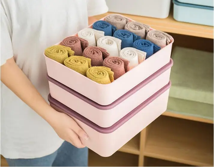 

1PC Underwear Storage Box Plastic Drawer Closet Organizers Solid Color Case Home Decor for Bras Briefs Socks Ties Scarfs XB 071