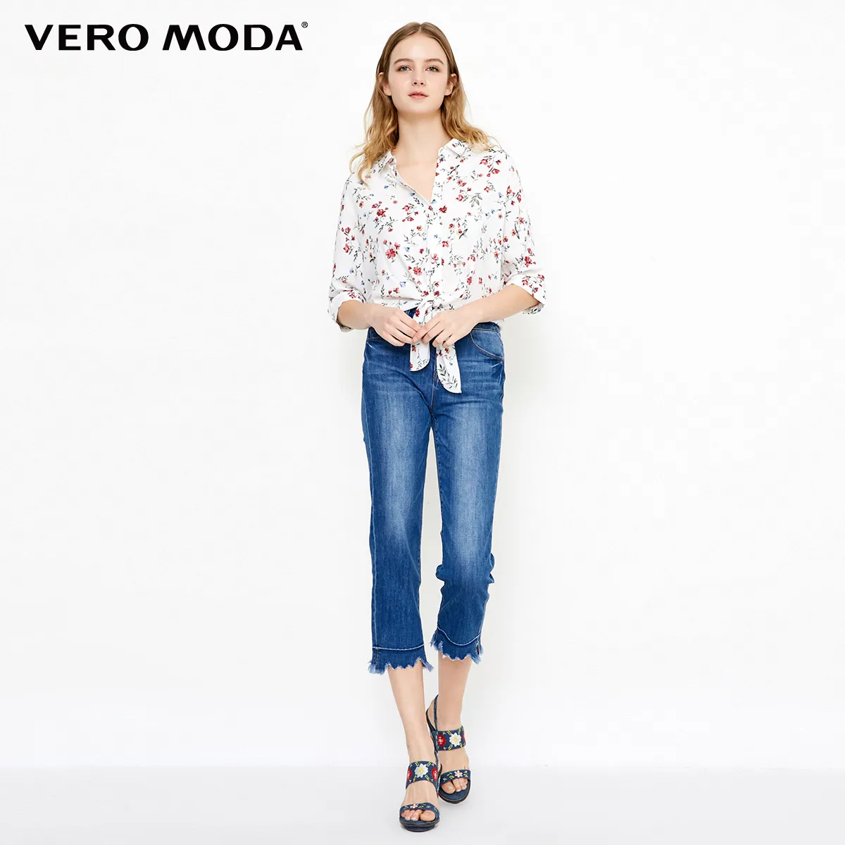 Новая Осенняя Свободная рубашка с цветочным принтом в американском стиле Vero Moda |