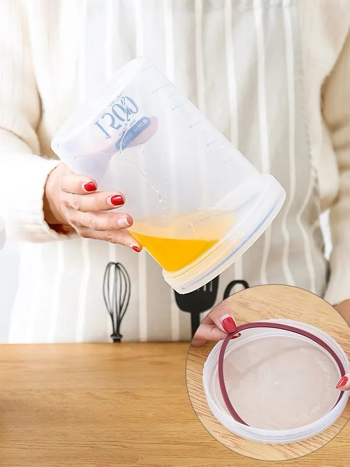 Контейнер кухонный пластиковый прозрачный с крышкой и линиями для хранения