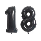 Воздушный шар из фольги с цифрами и черными фигурками, украшение для годовщины, дня рождения, вечеринки для взрослых, для будущей мамы, 18 лет, цифровой, 163240 дюймов
