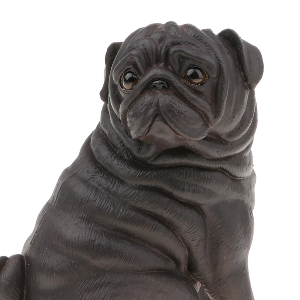 

Realistic Pug Dog Animal Model Action Figure Toy Home Decor Collection - Black