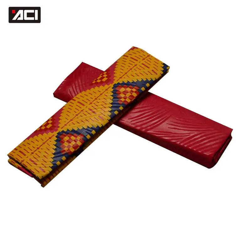 19070016 ACI Ghana Kente Ткань 2 ярдов микс простая крашеная африканская ткань Анкара 2 ярдов тиснение узор настоящий воск блок принты ткань - Color: 19070016