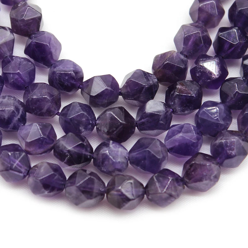 

Natural Faceted Purple Amethysts Stone Loose Spacer Beads 6/8/10mm For Jewelry Making Bracelet DIY Ear Studs Accessories 15''